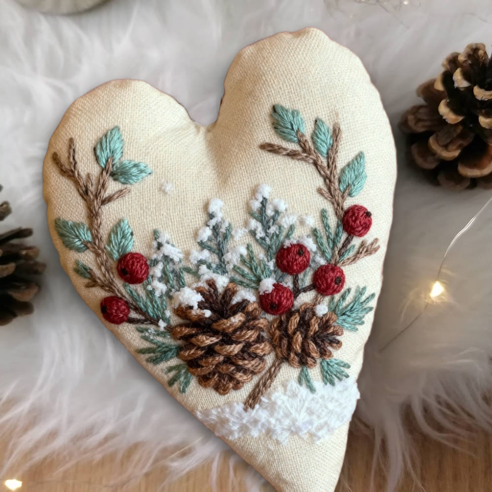 Rubbyoo Heart Embroidery Kit - Christmas Pine Cones | Holiday Celebration Craft | Unique Stitch Art  - image 5