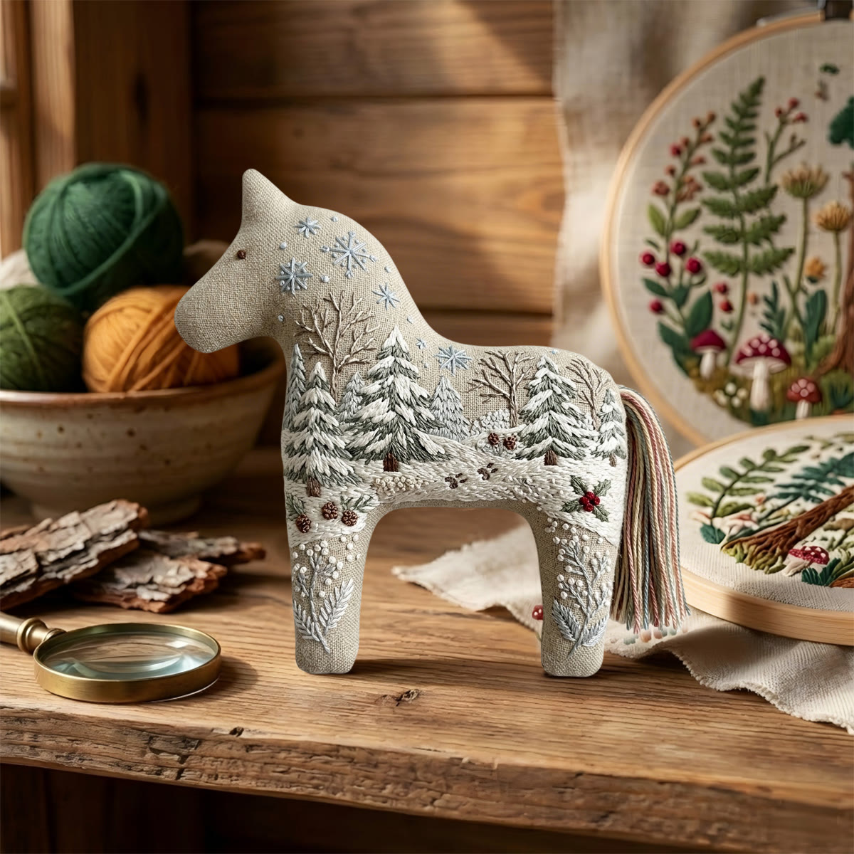 Rubbyoo Dala Horse Embroidery Kit - Scenic Snowy Landscape | Christmas Cozy Decor Gift | Easy Seasonal Needlework For Beginners - image 5