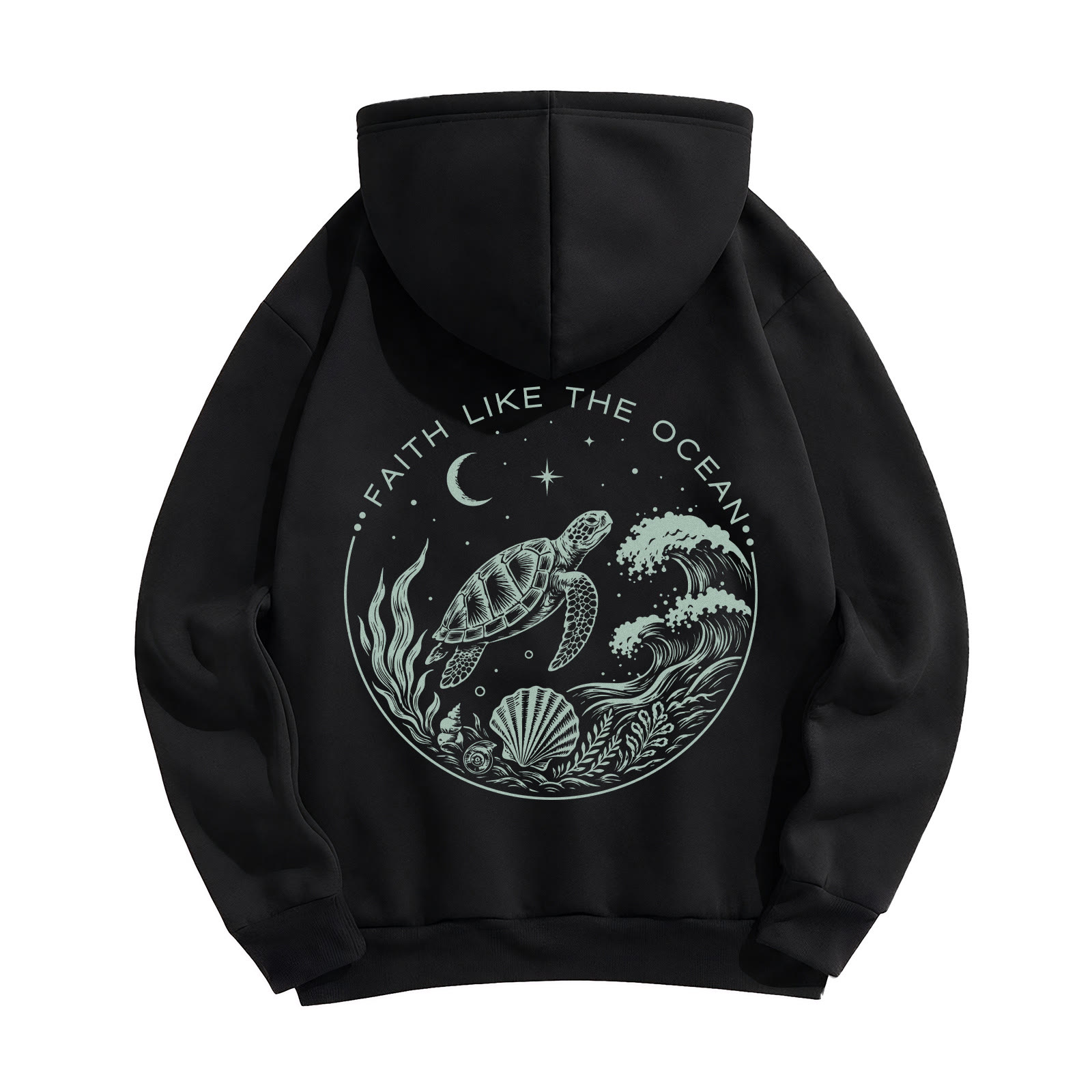 Rubbyoo Faith Like The Ocean Unisex Hoodie  - Black - 2XL - image 5