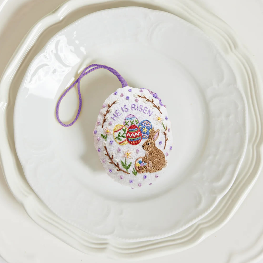 Rubbyoo Easter Egg Embroidery Kit - He Is Risen | Christian Wall Hanging Art | Religious Easter Craft - image 3