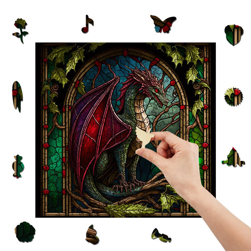 Rubbyoo Dragon Stained -3 Wooden Jigsaw Puzzle