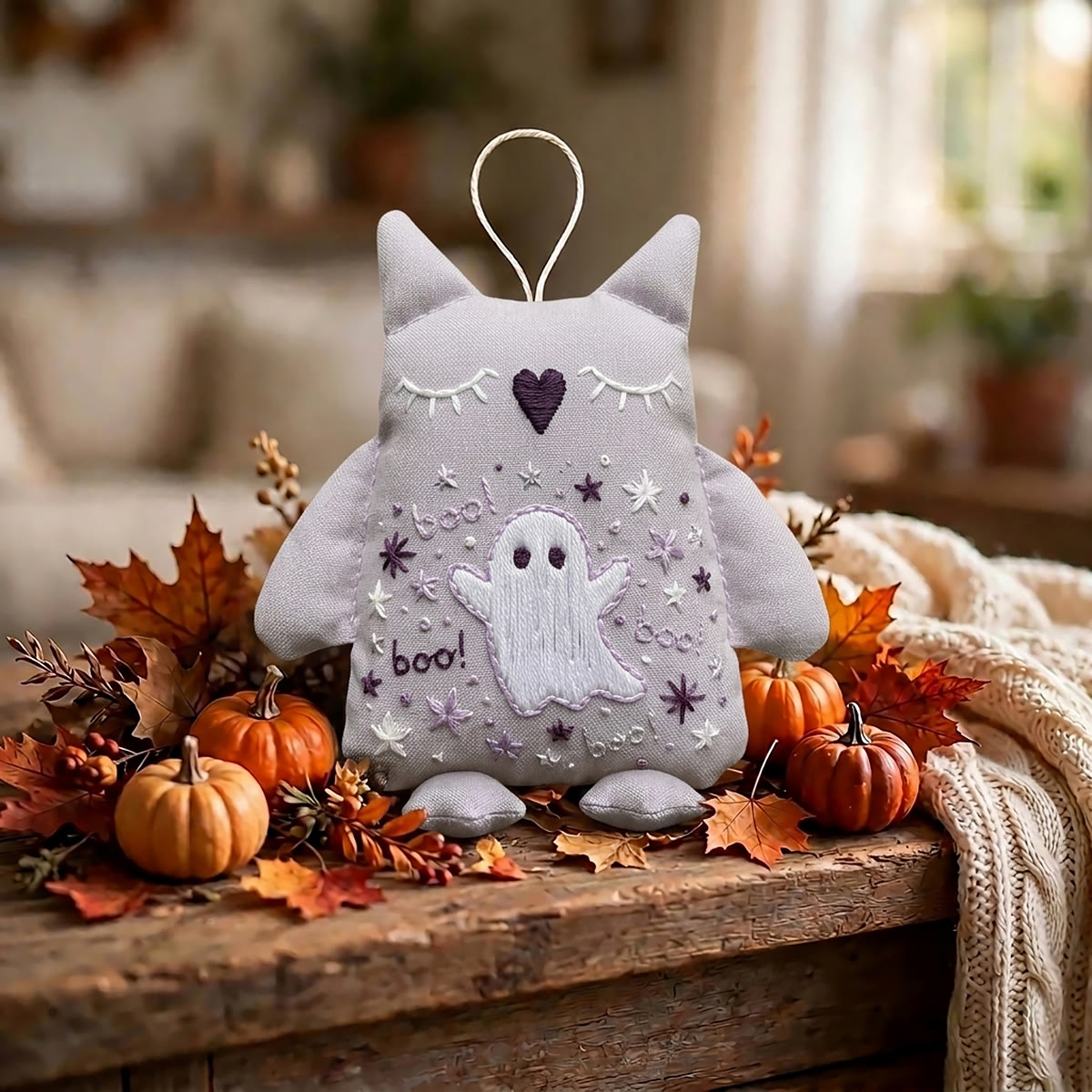 Rubbyoo Owl Embroidery Kit -  Lovely Ghost Boo | Halloween Nursery Room Accent | Cute Holiday Home Decor - image 5