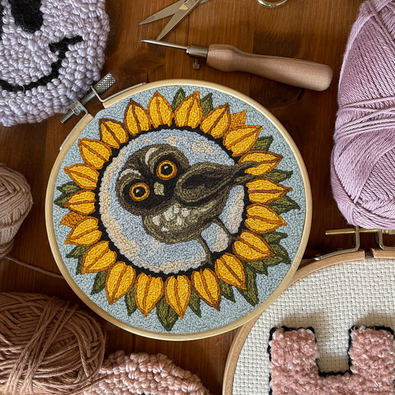  Sunflower Owl Punch Needle Kit - Floral Handmade Art | Creative Home Decor - image 4