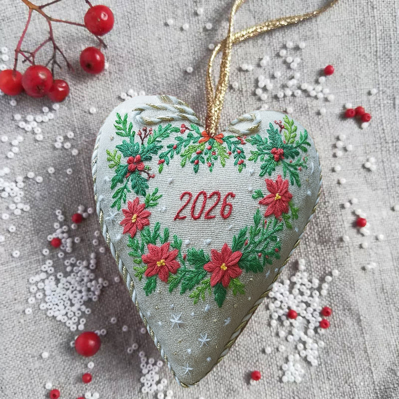 Rubbyoo Heart Embroidery Kit - New Year Wreath | Diy Heart Ornament | Nice For Christmas Gifts - image 4