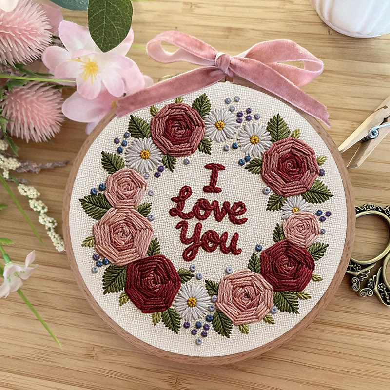 Rubbyoo Embroidery Kit - Rose Love | Diy Floral Art | Perfect Handmade Gift For Lover - image 3