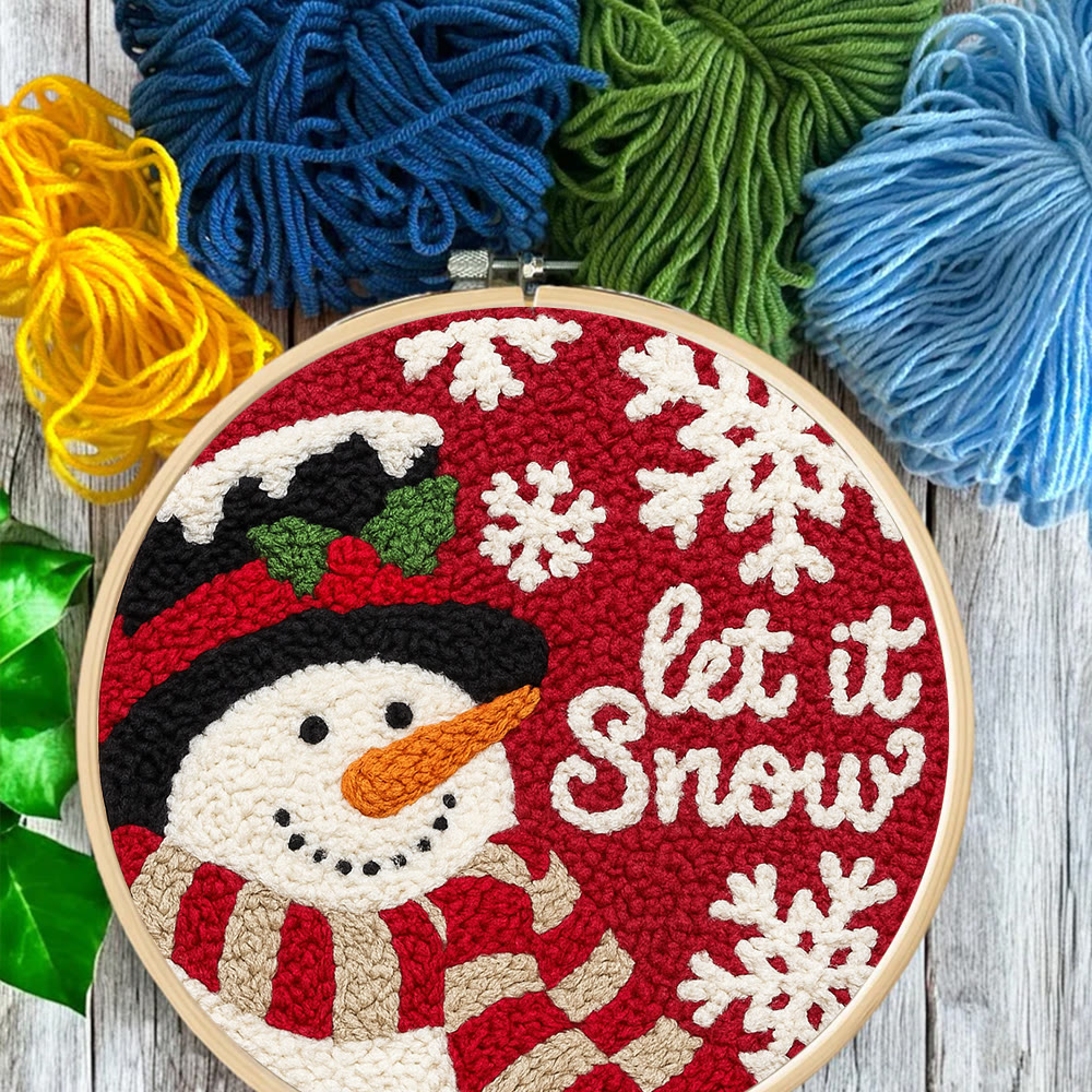 Happy  Snowman Punch Needle Kit - Diy Christmas Collection | Christmas Tree Hanging Art  - image 4