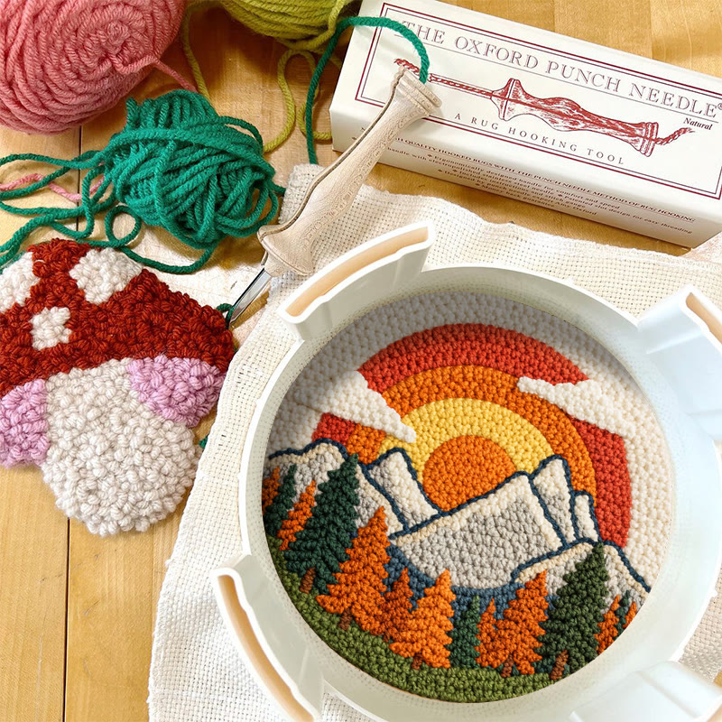 Vibrant Rainbow Mountain Sunrise Punch Needle Kit – Cheerful Handcraft Creation | Newbie-friendly Diy Project - image 12
