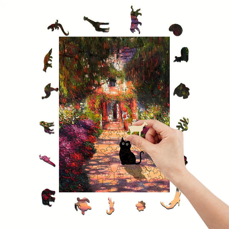 Rubbyoo Monet Garden Cat - Wooden Jigsaw Puzzle