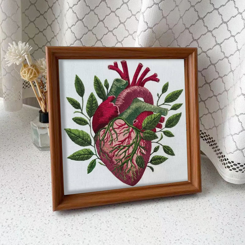 Rubbyoo Embroidery Kit - Botanical Heart | Fantastic Handmade Artwork | Diy Decorative Craft - Embroidery Kit Plus An Extra Frame - image 10