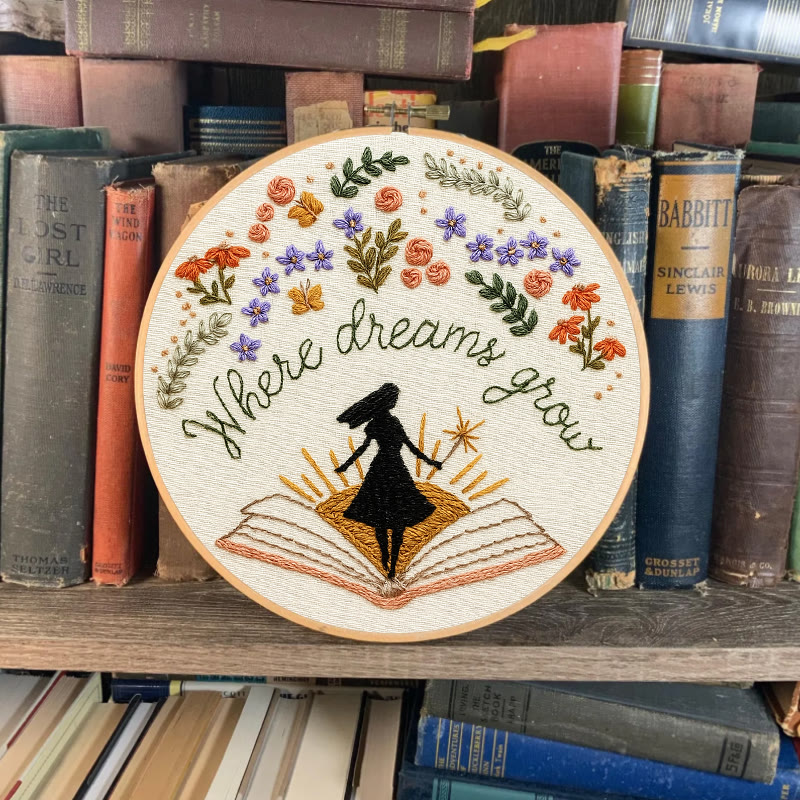 Rubbyoo Embroidery Kit - Charming Flowers With Book | Diy Desk Ornament  | Gift For Book Lovers - image 9