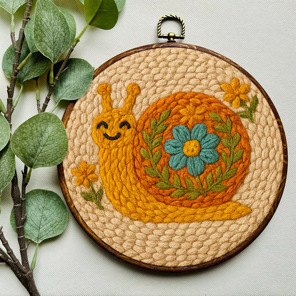 Smiling Snail Punch Needle Kit -  Diy Punch Needle Coaster | Cute Gift Ideas |  Easy Handmade Needlework - image 8