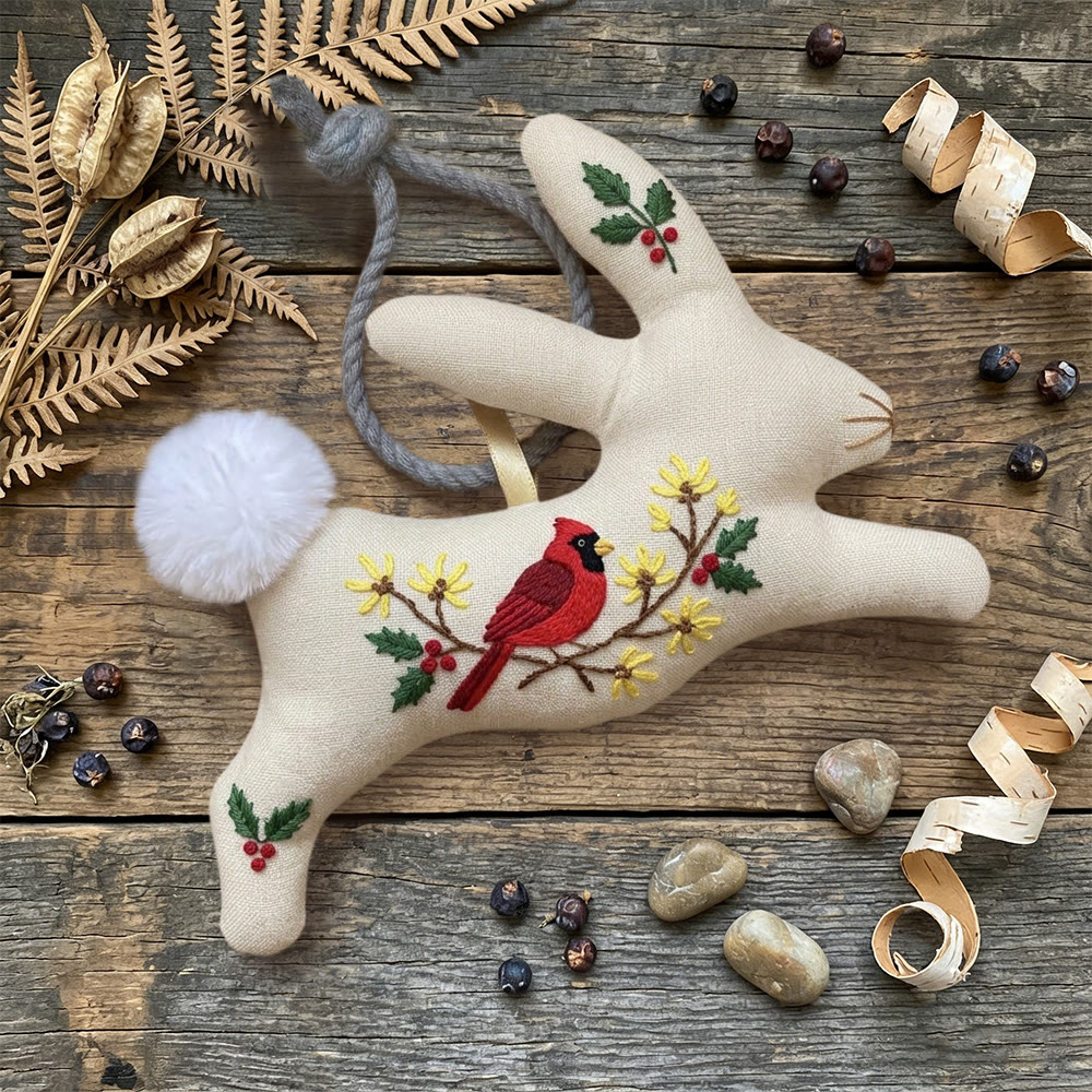 Rubbyoo Rabbit Embroidery Kit - Spring Cardinal | Handmade Children Toy | Cute Animal Ornament - image 3