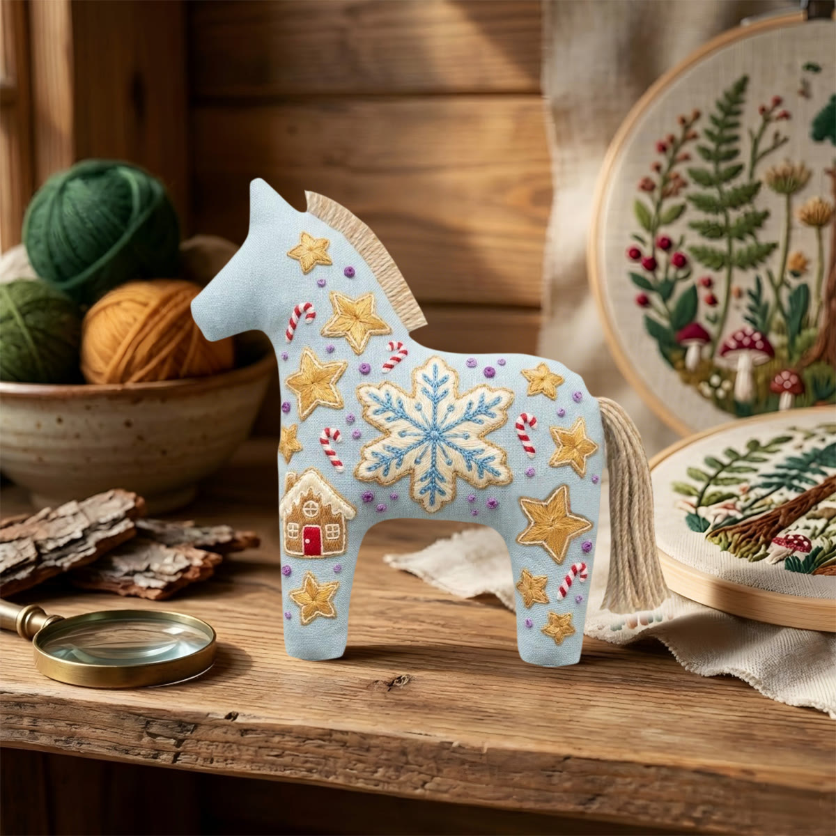 Rubbyoo Dala Horse Embroidery Kit - Large Snowflake | Holiday Gift For Her | Whimsical Bag Charm - image 5
