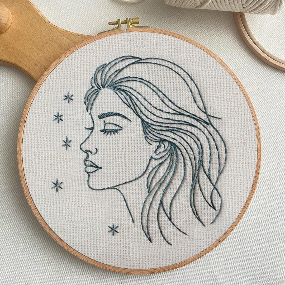Rubbyoo Embroidery Kit - Line-art Female Profile With Stars | Chic Personal Decor Piece | Entry-level Stitch Craft - image 8