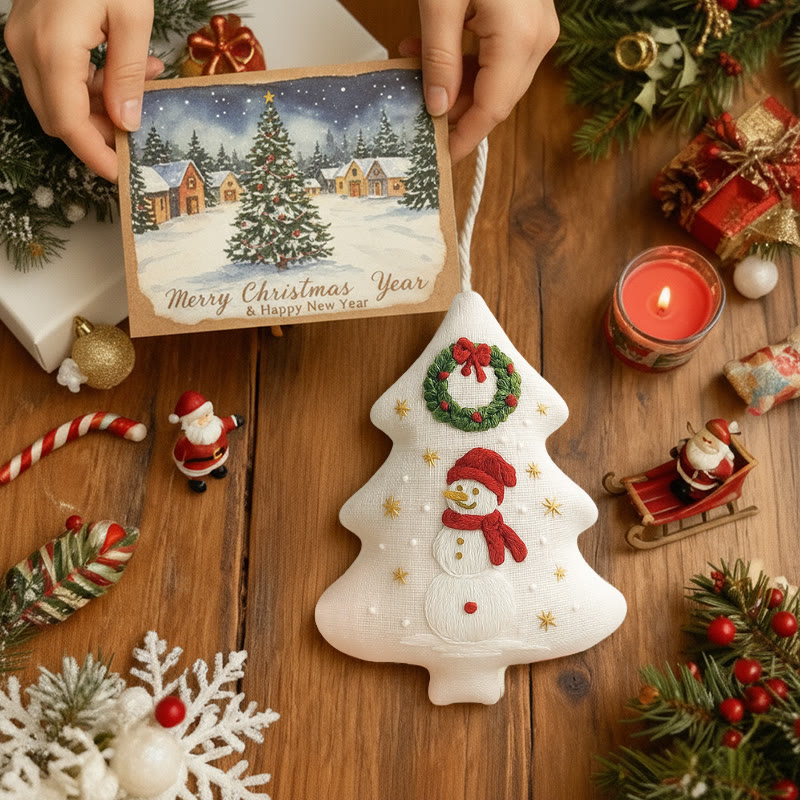 Rubbyoo Tree-shaped Embroidery Kit - Snowman | Winter Handmade Craft | Festive Home Accent - image 7