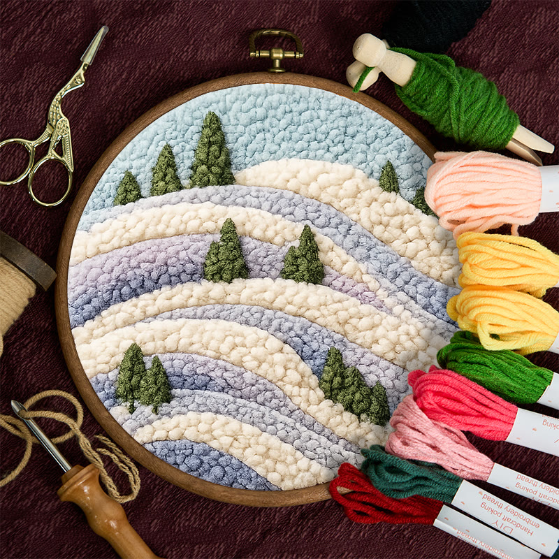 Snowy Ridge Pine Punch Needle Kit - Gentle Diy Experience | Serene Home Find - image 9