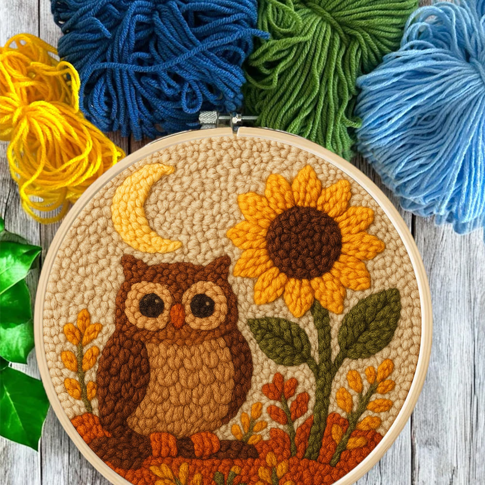 Autumn Owl Sunflower Punch Needle Kit - Gift For Diy Enthusiasts | Cozy Home Decor  - image 10
