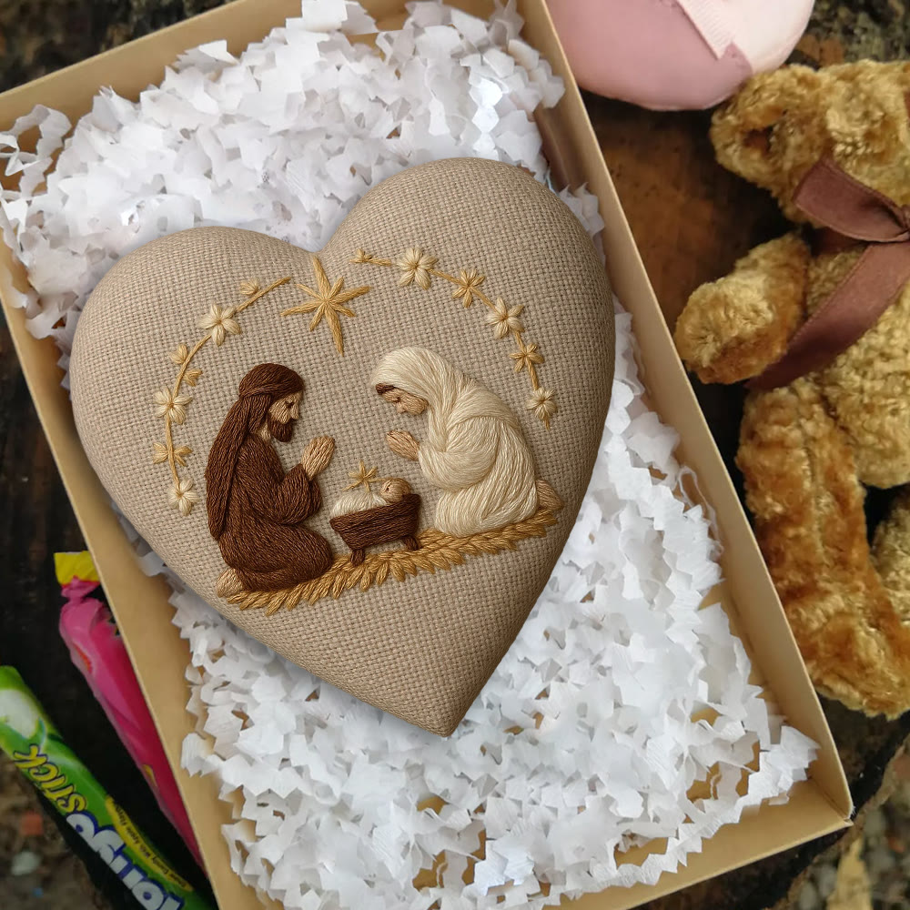 Rubbyoo Heart Embroidery Kit - Nativity Scene | Christmas Hanging Craft | Unique Handmade Art - image 5