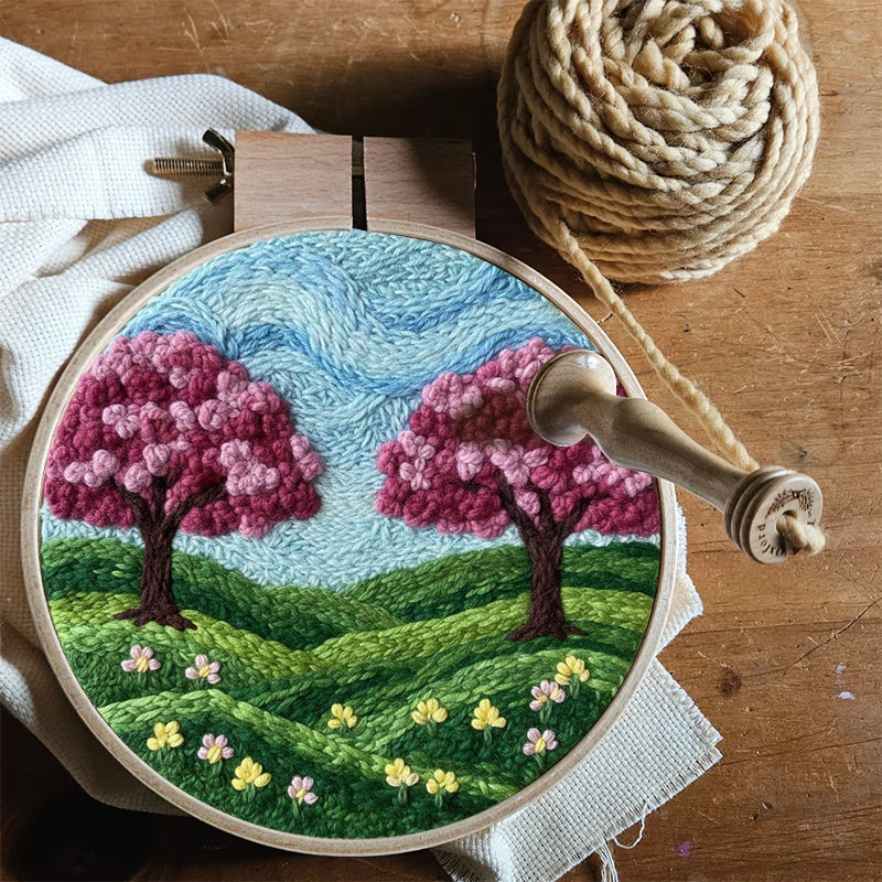 Spring Cherry Blossom Twin Trees Punch Needle Kit – Fresh Spring Decor Hanger | Newbie-friendly Diy Craft - image 8