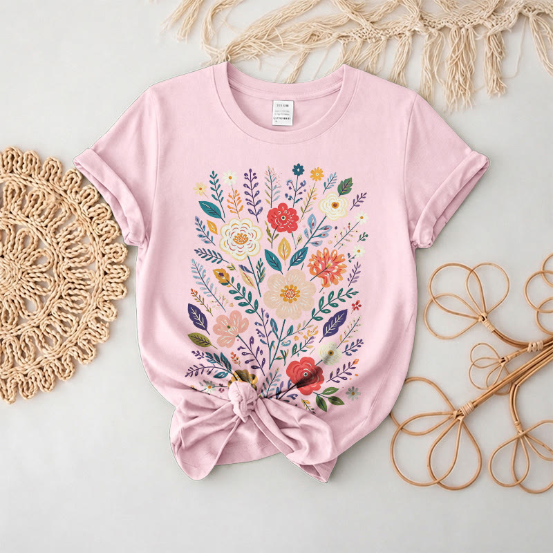Rubbyoo Beautiful Flowers  Graphic Tee  - Elegant Floral Gift For Her  | Comfortable Daily T-shirt - Pink - 2XL - image 8