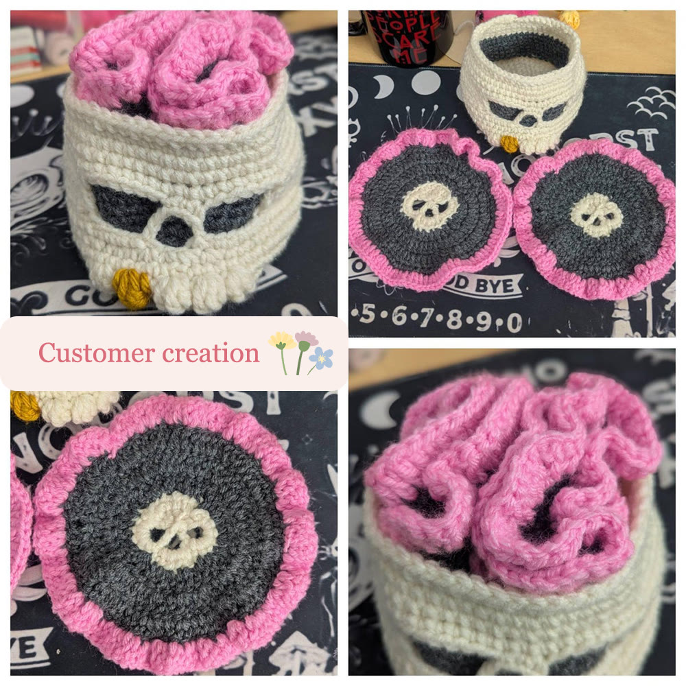 Diy Handmade Skull Coaster Crochet Kit - Easy Needle Work | Creative Home Decoration  - image 11