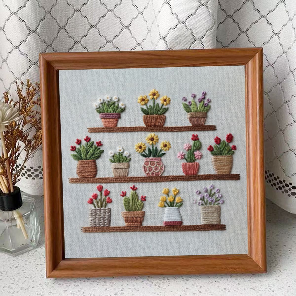 Rubbyoo Embroidery Kit - Blooming Flower Pot | Unique Floral Needlepoint | Gift For Her - Embroidery Kit Plus An Extra Frame - image 10