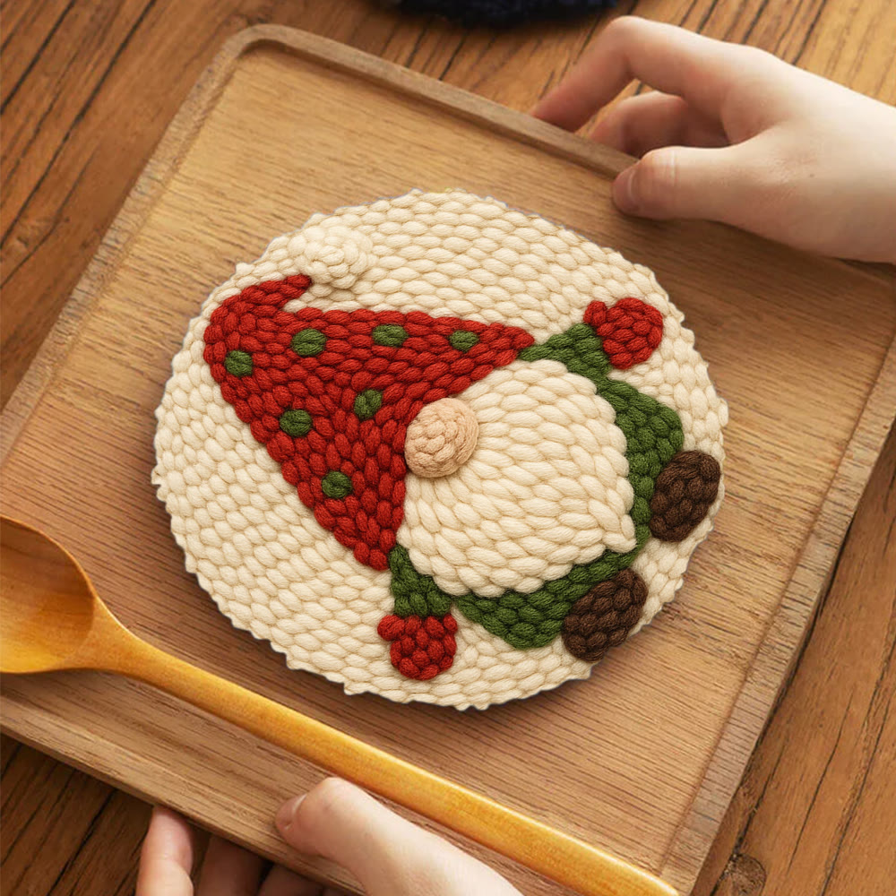 Christmas Gnome Punch Needle Kit - DIY Holiday Craft | Wall Art for Christmas Season - 5 inch Coaster Kit - image 11