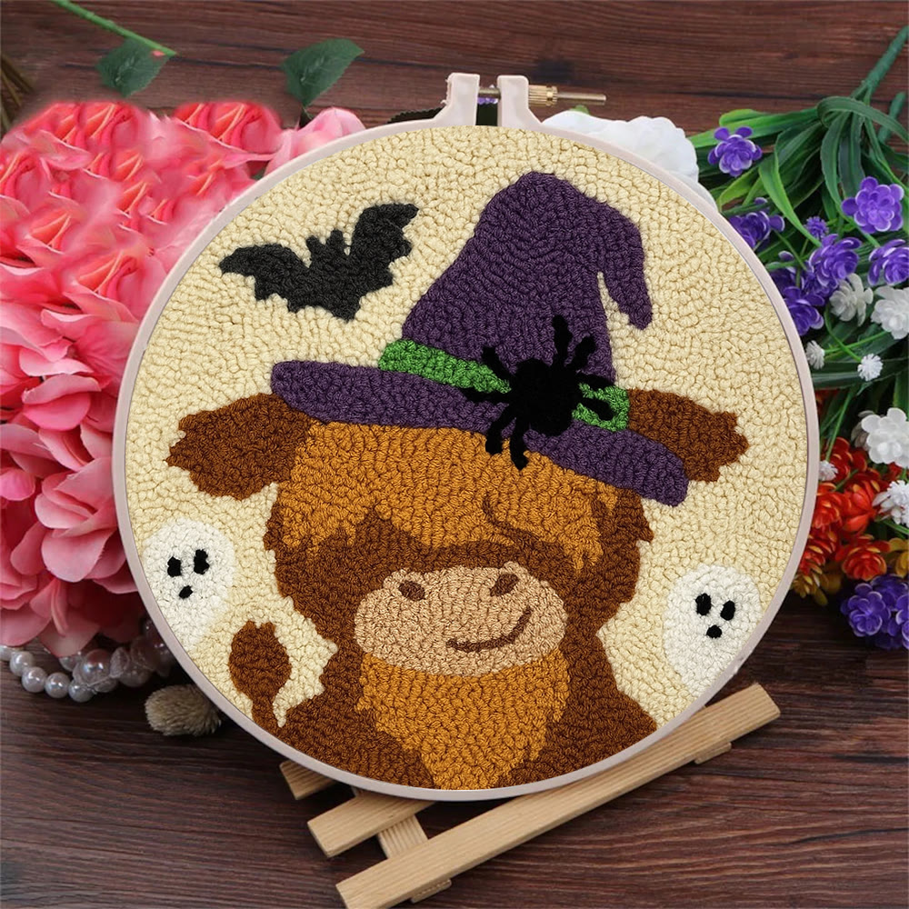 Wizard Cow Punch Needle Kit - Spooky Handmade Decoration | Personalized Animal Craft - image 5