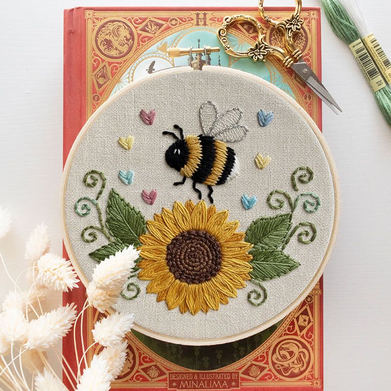 Rubbyoo Embroidery Kit - Sunflower Bee | Diy Floral Insect Art  | Perfect Handicraft For Beginner  - image 9