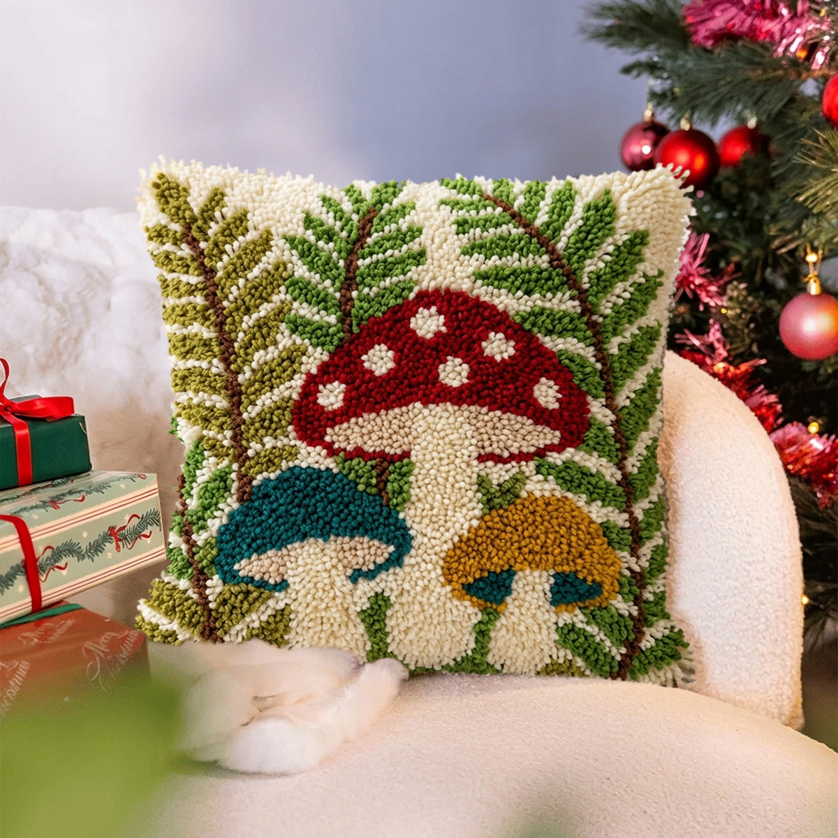 Rubbyoo Latch Hook Pillow Kit - Toadstool Fern | Living Room Decor | Easy Handmade Craft  - image 6