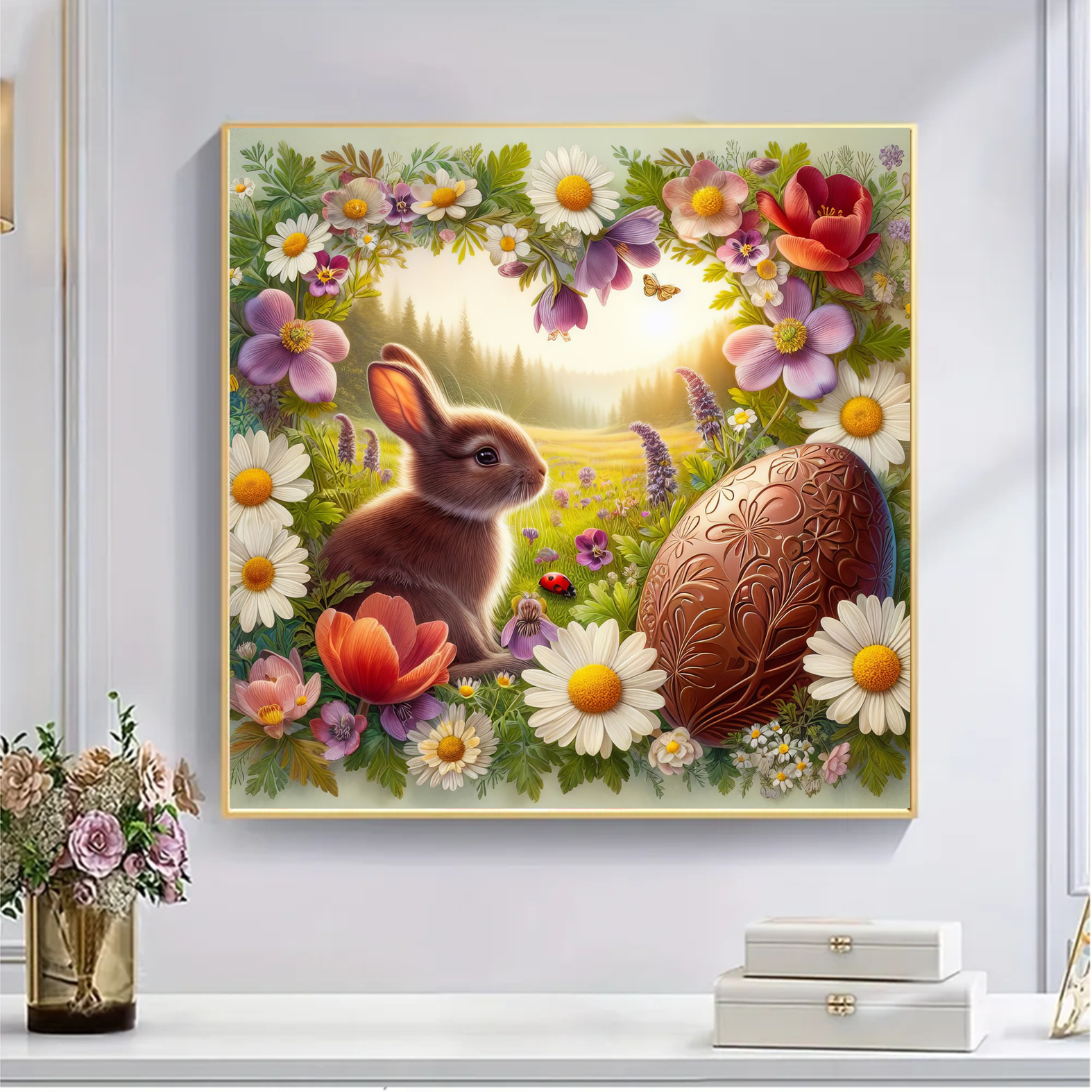 Flowers And Easter Eggs - Wooden Jigsaw Puzzle