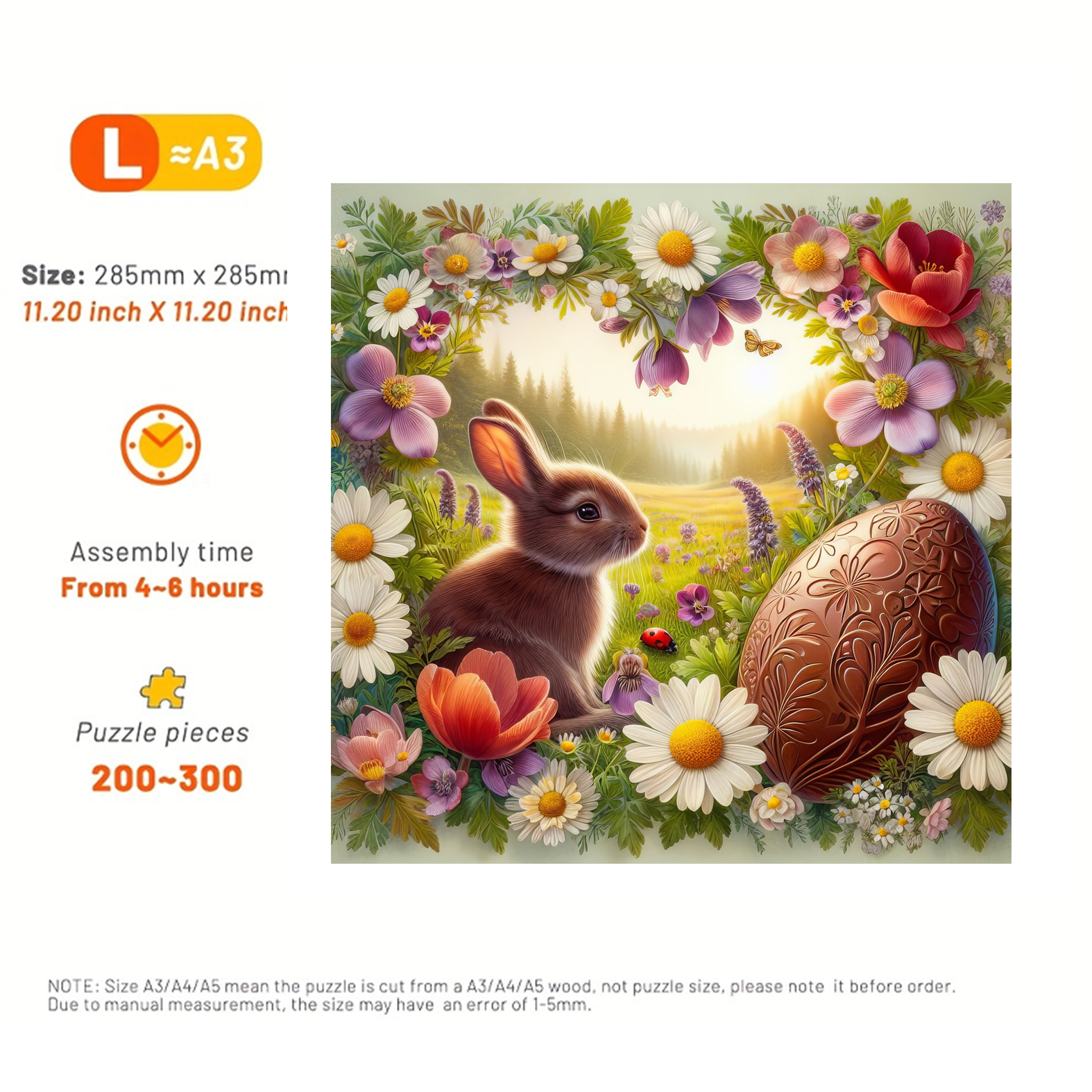 Flowers And Easter Eggs - Wooden Jigsaw Puzzle