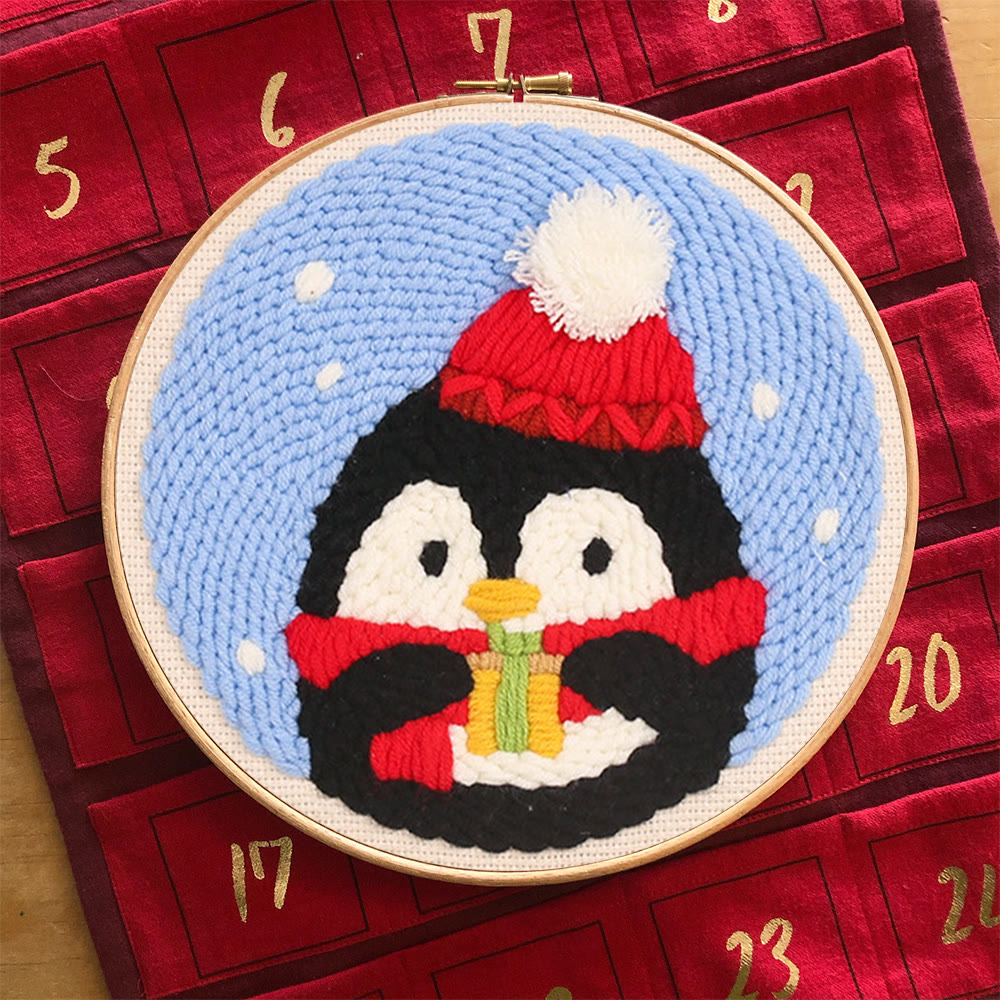 Christmas Penguin Punch Needle Kit - Diy Craft For Adults And Kids | Christmas Decorations - image 6