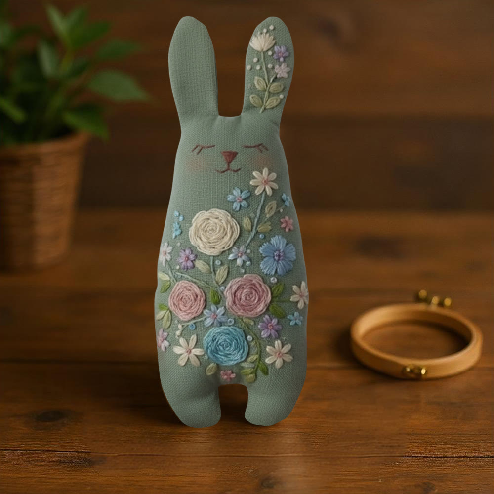 Rubbyoo Bunny Toy Embroidery Kit - Colorful Flower | Handmade Stuffed Bunny Toy | Sewing Bunny Kit - image 7