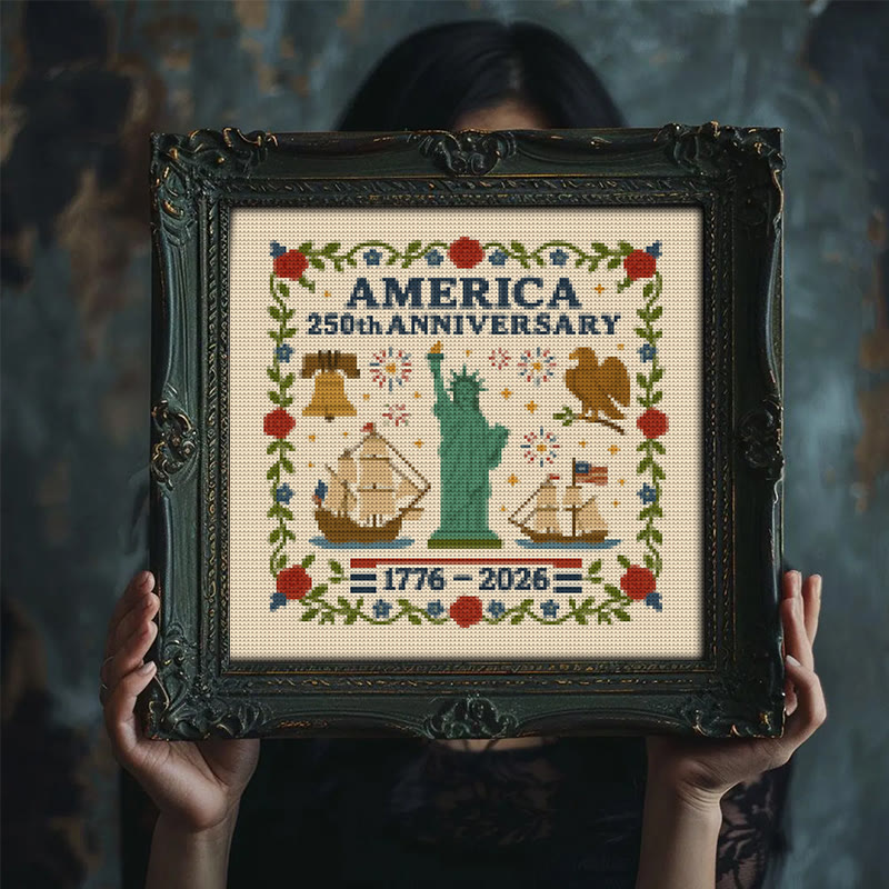 Cross Stitch Kit - Us 250th Anniversary | Diy Handmade Craft | Unique Needlework Collection - image 3