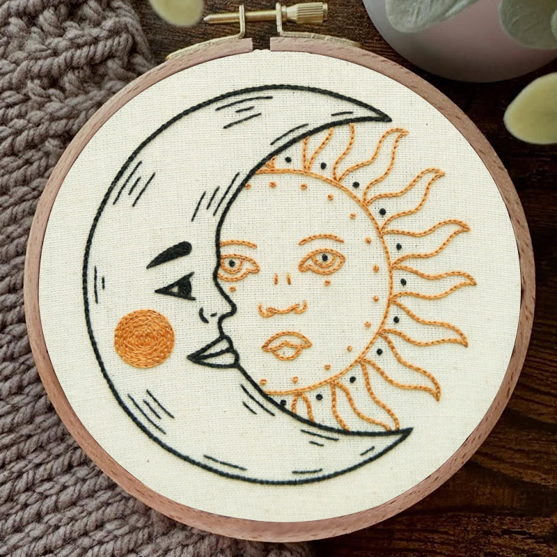 Rubbyoo Embroidery Kit - Crescent Moon And Sun | Mysterious Universe Craft | Diy Handmade Art - image 3