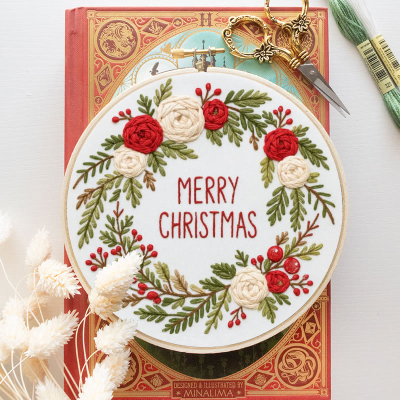 Rubbyoo Embroidery Kit - Christmas Wreath | Floral Christmas Craft | Diy Ornament Art - image 10