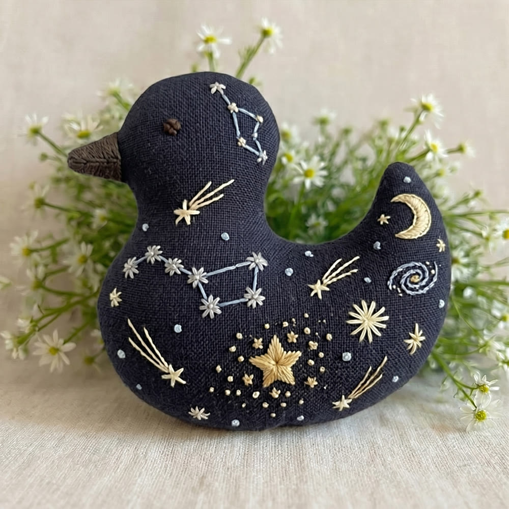 Rubbyoo Duck Embroidery Kit - Starry Night |  Lovely Handmade Art | Gift For Friends - 6 inches hoop kit - image 1
