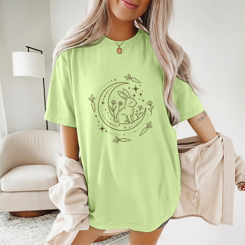 Rubbyoo Celestial Rabbit Graphic Tee  - Fairy-tale Inspired Bunny Pattern | Charming Colorful Crewneck Cloth - image 17