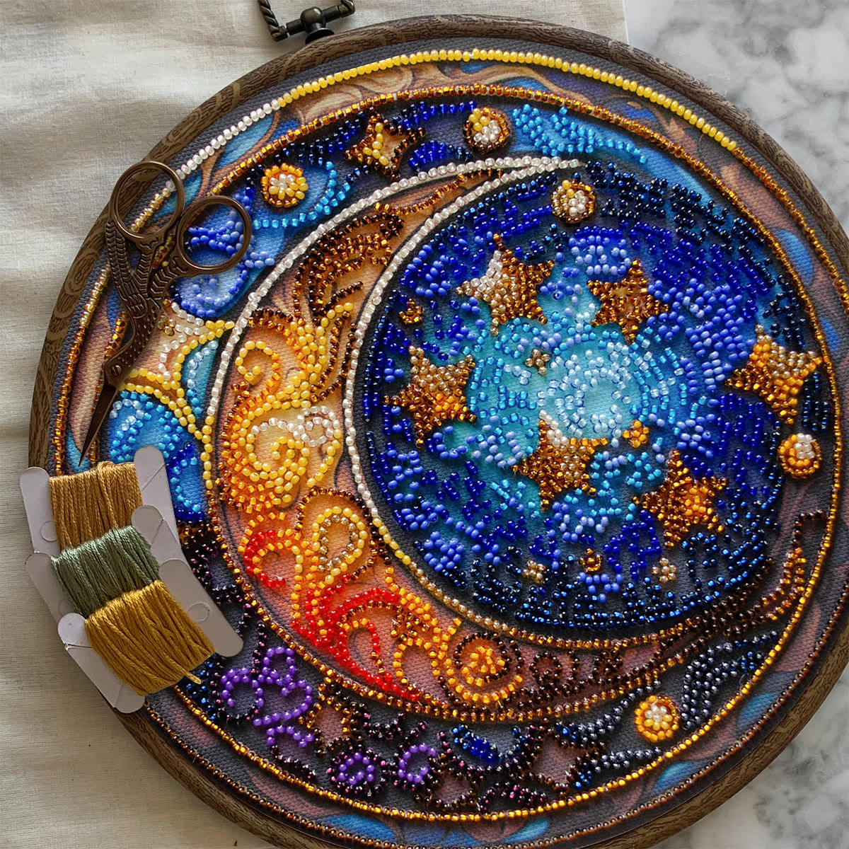 Rubbyoo Bead Embroidery Kit - Moom And Star | Diy Celestial Craft | Unique Celestial Art - image 8