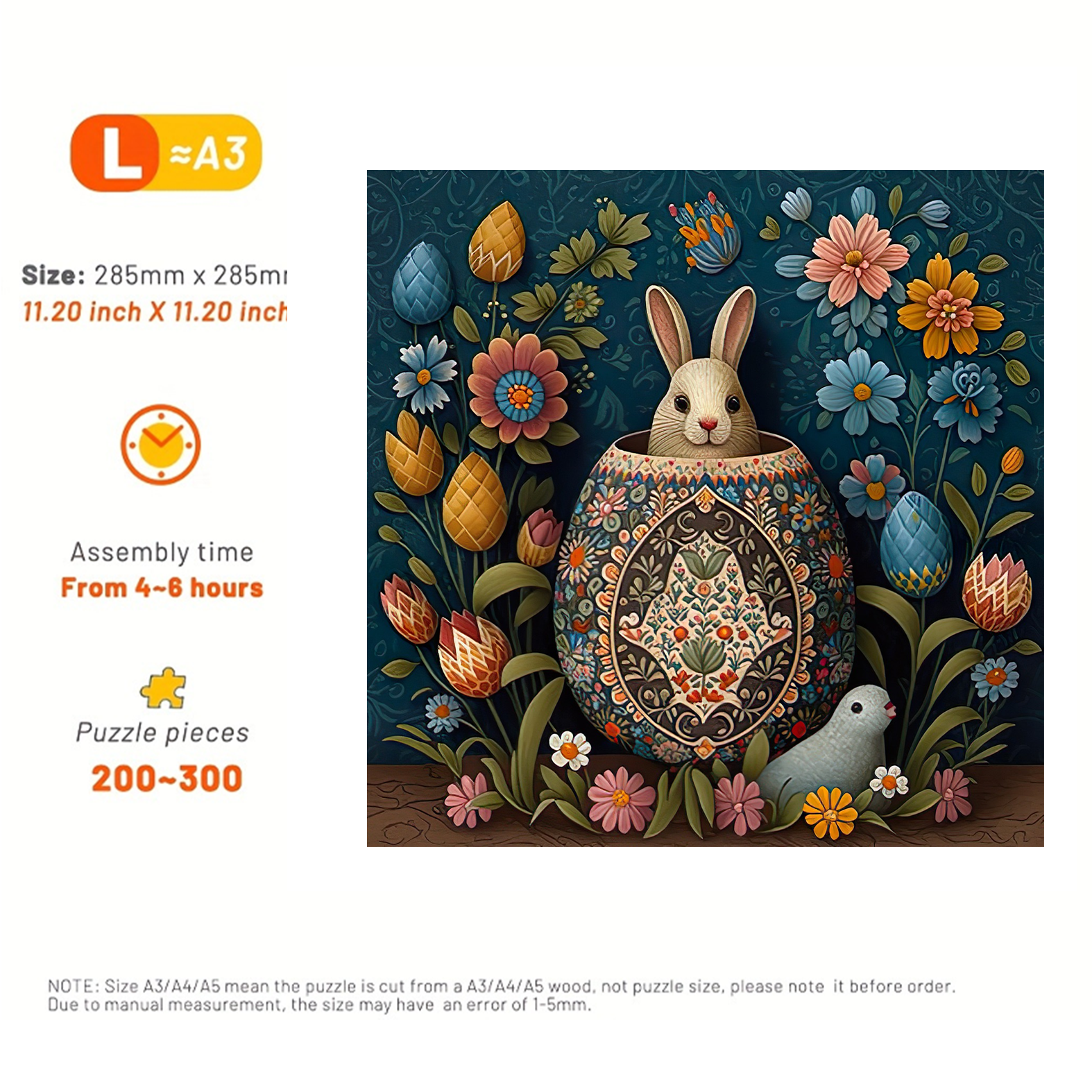 Bunny among Easter eggs - Wooden Jigsaw Puzzle