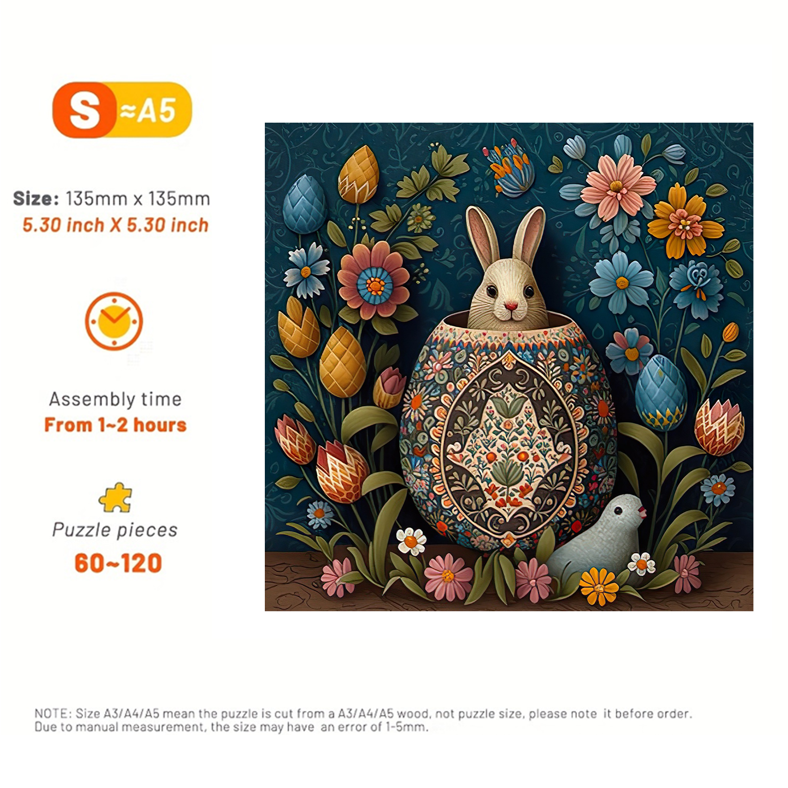Bunny among Easter eggs - Wooden Jigsaw Puzzle