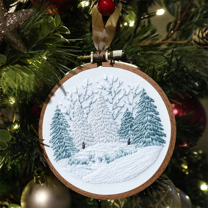 Rubbyoo Embroidery Kit - Winter Snowy Pine Forest | Cozy Home Accent | Hand Embroidery - image 5