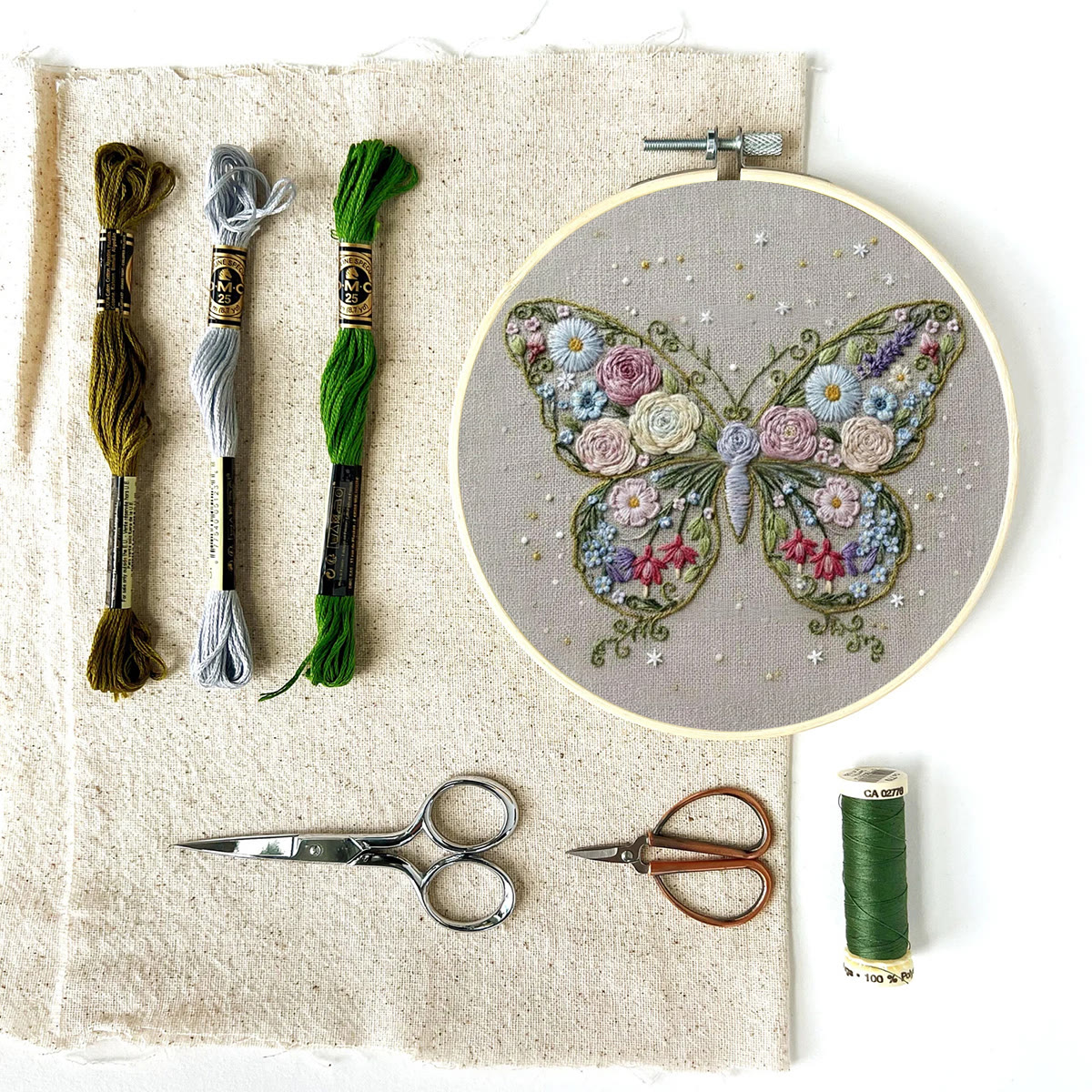 Rubbyoo Embroidery Kit - Butterfly In Bloom | Unique Handmade Collection | Floral Insect Hoop Art - image 9