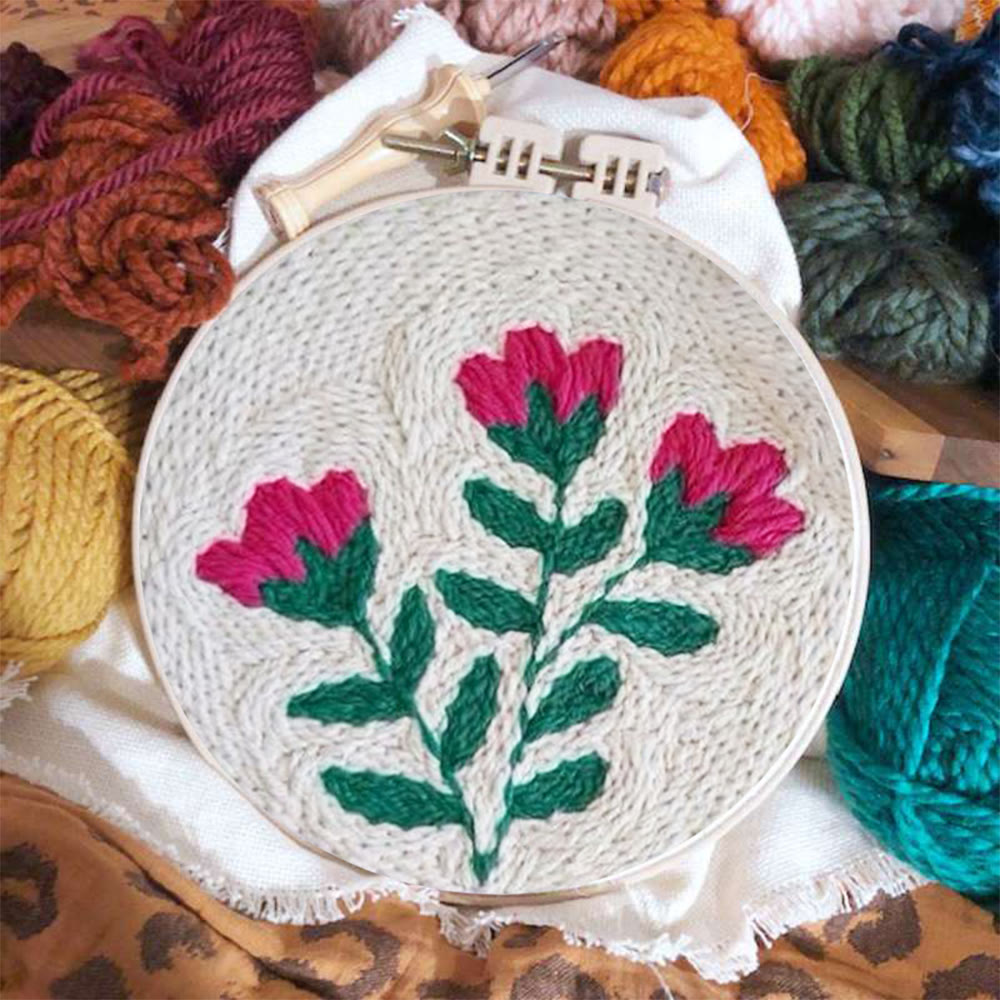 Pink Flower Punch Needle Kit - Beginner Handmade Carft | Diy Hanging Wall Art  - image 8