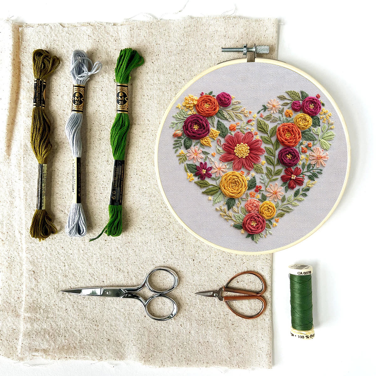 Rubbyoo Embroidery Kit - Floral Love | Modern Floral Heart | Diy Home Ornament - image 9