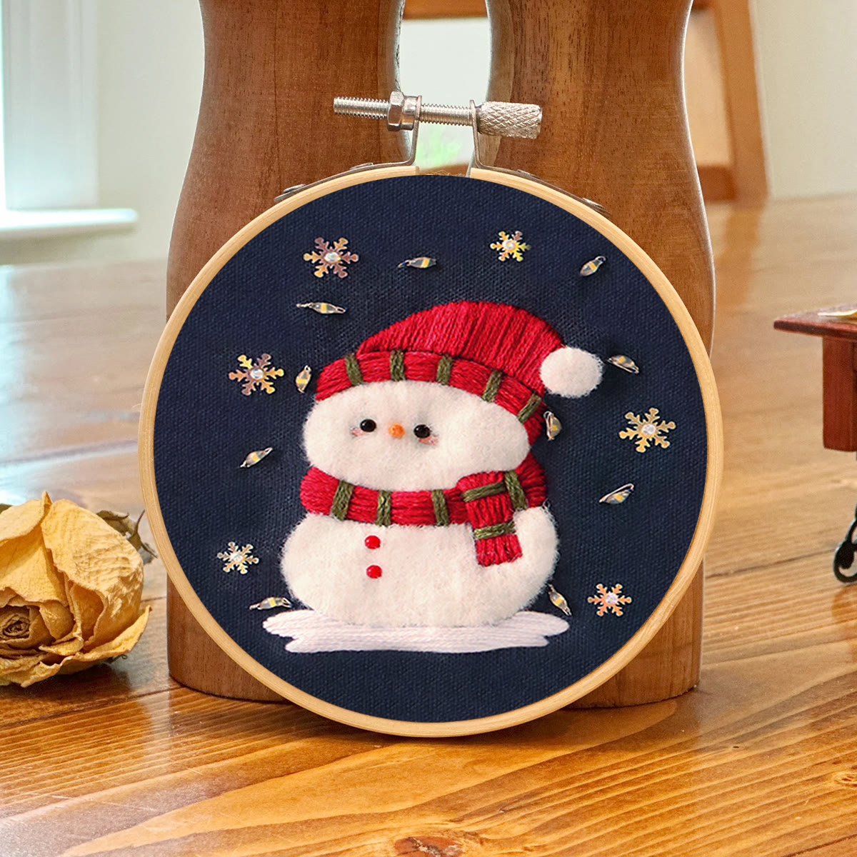 Rubbyoo Embroidery Kit - Cute Snowman | Diy Stitch Decorative Craft | Perfect Christmas Ornament - image 9