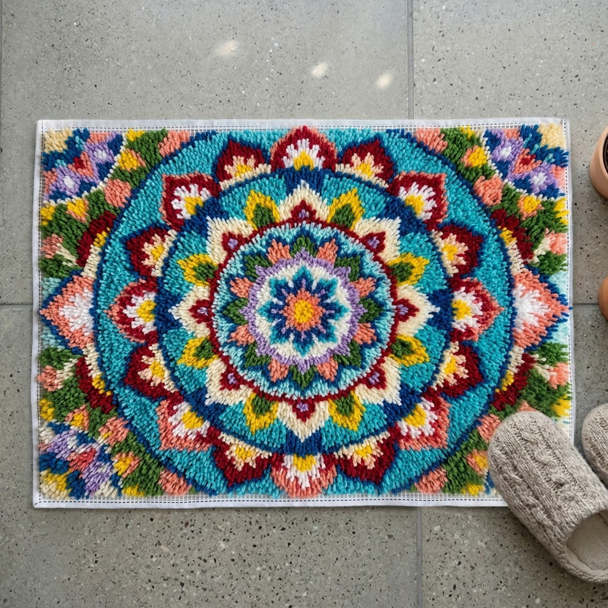 Rubbyoo Latch Hook Rug Kit - Mandala Design |  Diy Rug For Beginner | Handmede Outdoor Mat  - image 8