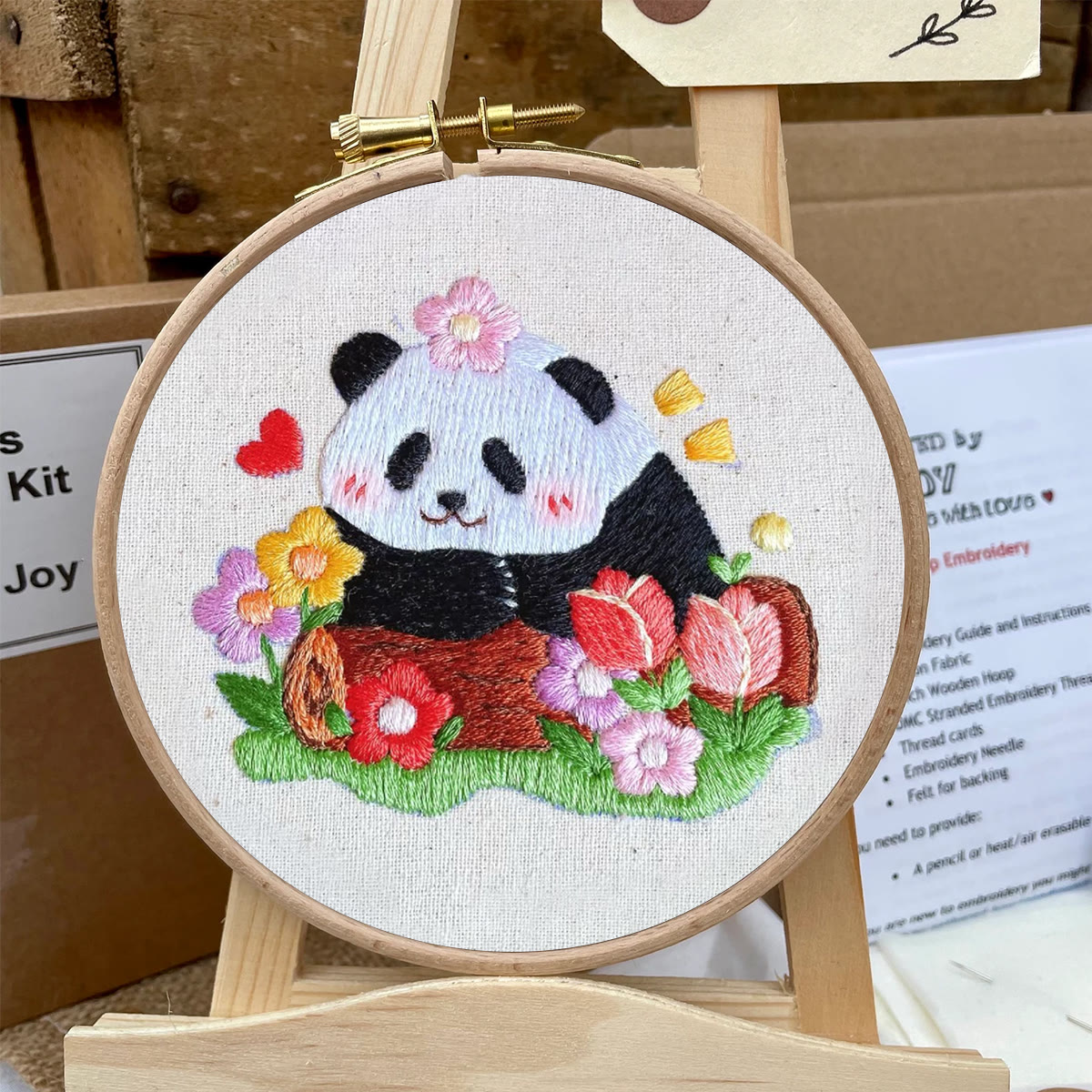 Rubbyoo Embroidery Kit- Cute Panda | Diy Kit For Starter  Hand Stitch - image 6