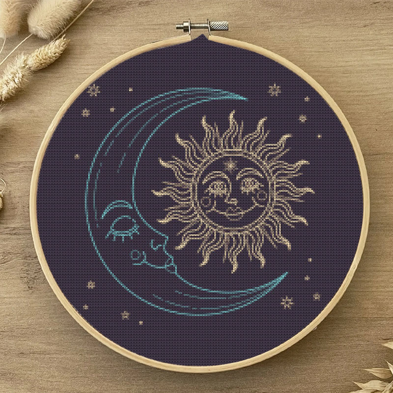  Cross Stitch Kit - Glittering Sun And Moon | Mystical Needle Artwork | Perfect For Wall Hanging  - image 4